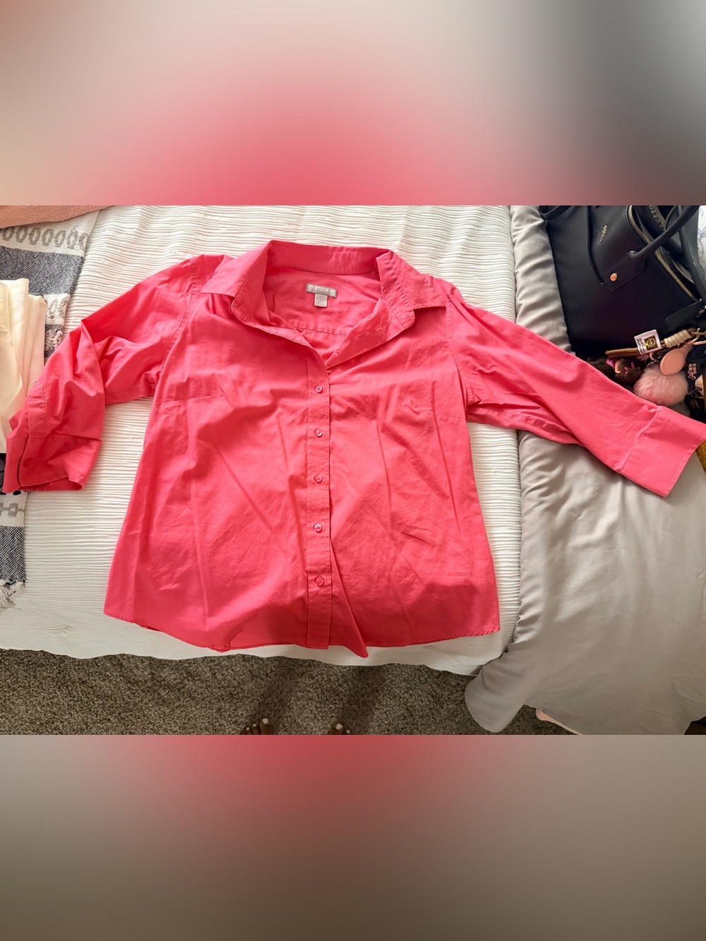 Bright Coral Button-Down Shirt with Classic Collar